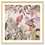 Colorful Parrots In Flower And Fruit Tropical Jungle thumbnail