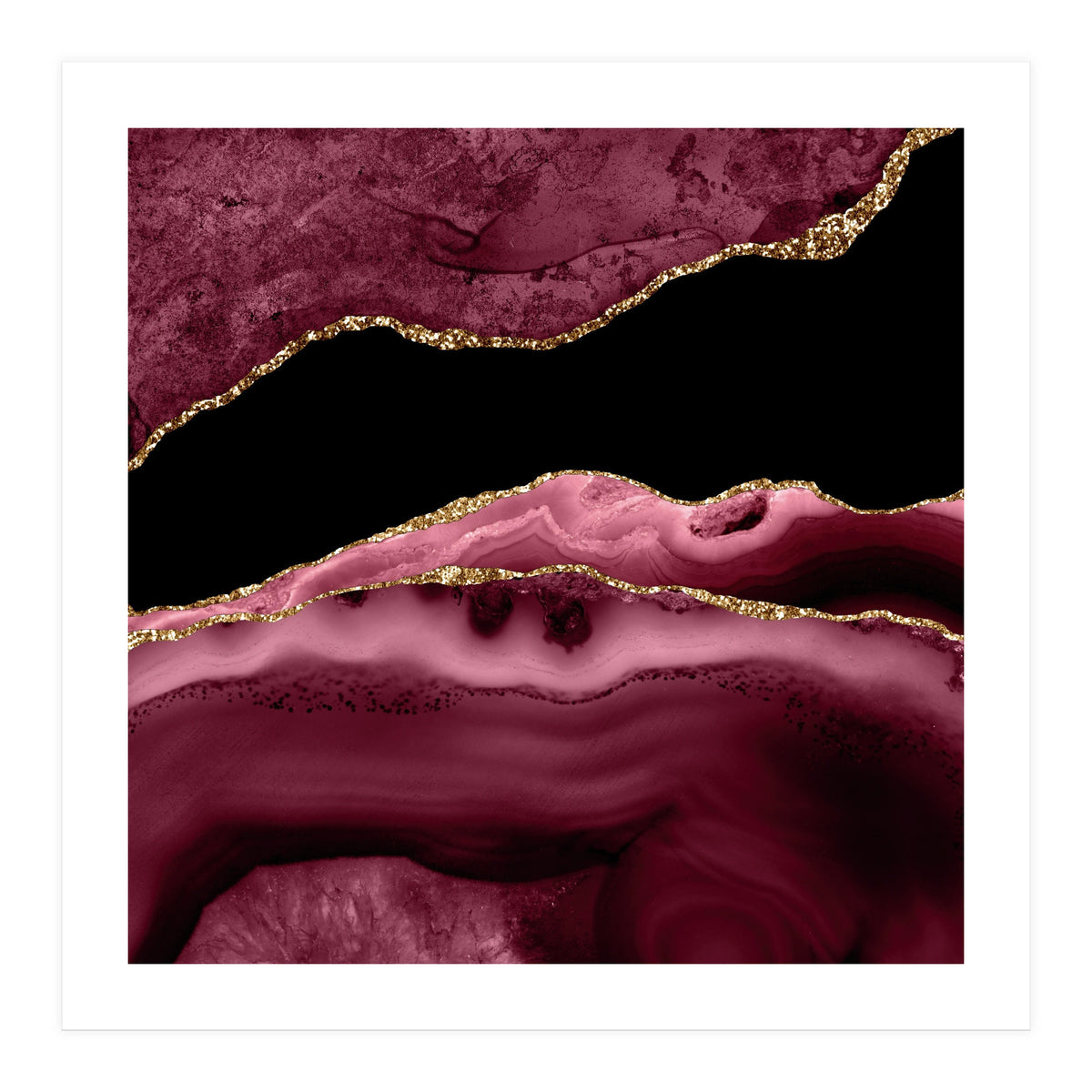 Burgundy & Gold Agate Texture 13  (Print Only)