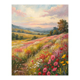 Serene Wildflower Meadow at Sunset Oil Painting (Print Only) thumbnail