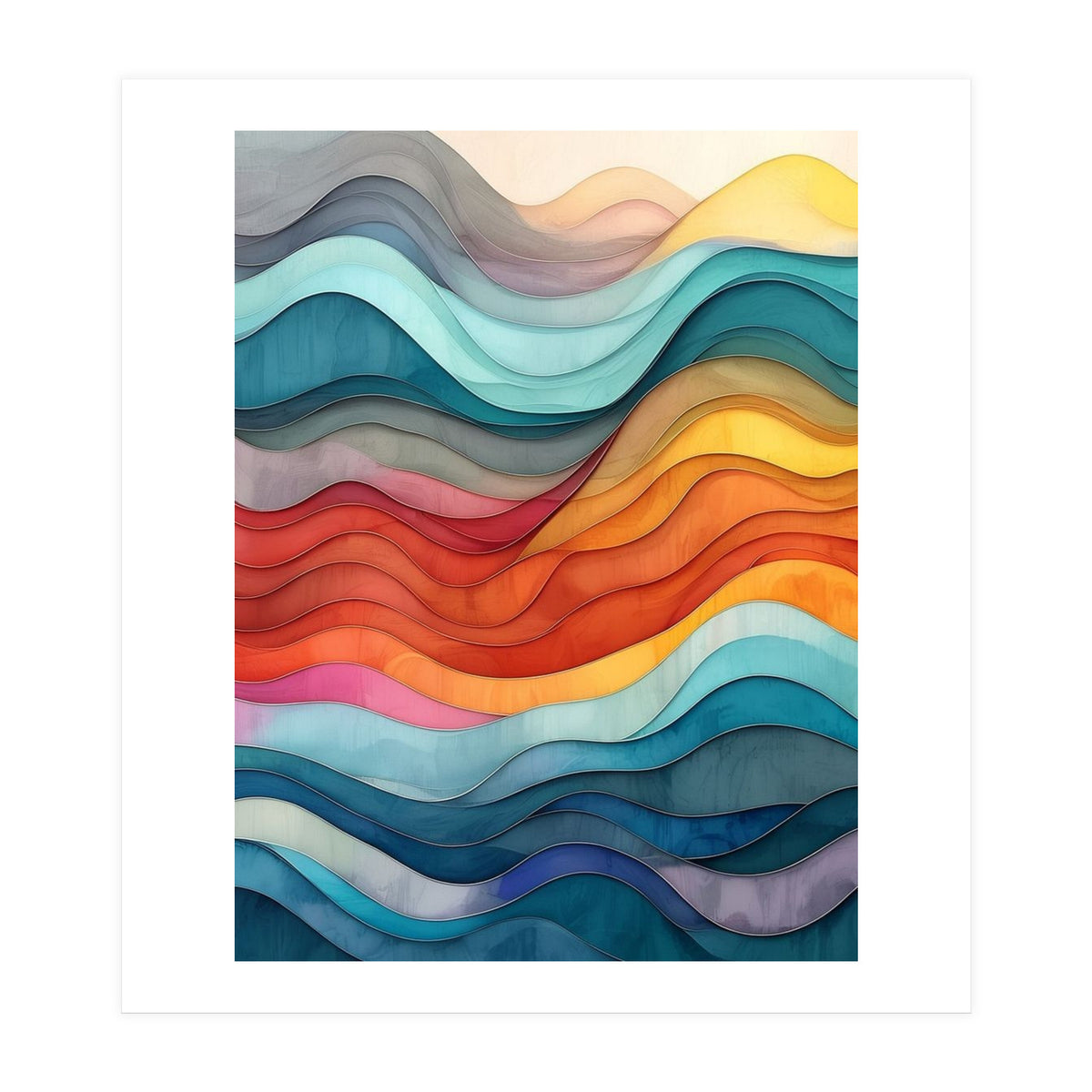 Abstract Layered Wave Landscape (Print Only)