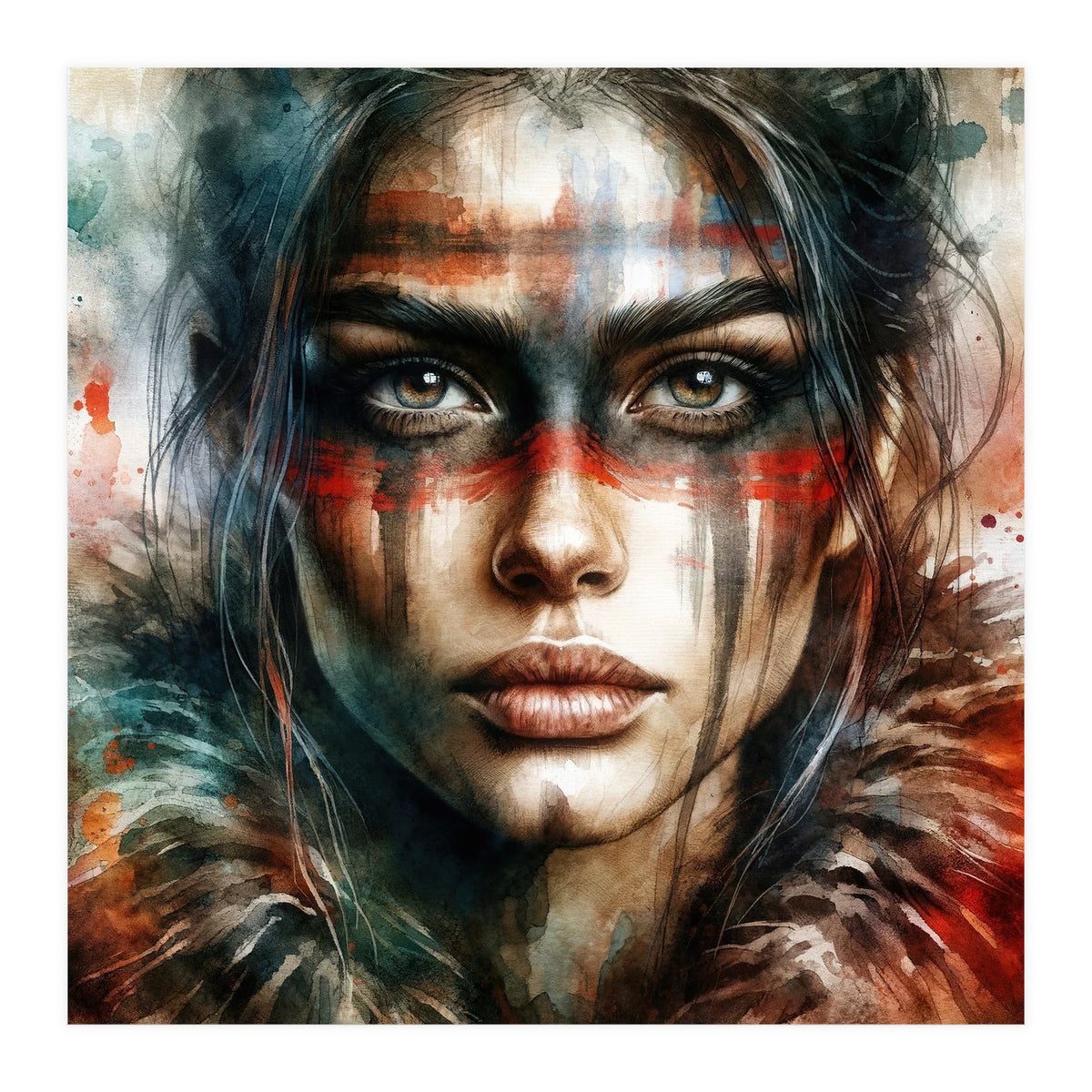 Watercolor Warrior Woman #2 (Print Only)