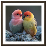 Pair Of Lovebirds Sitting On Rocks thumbnail