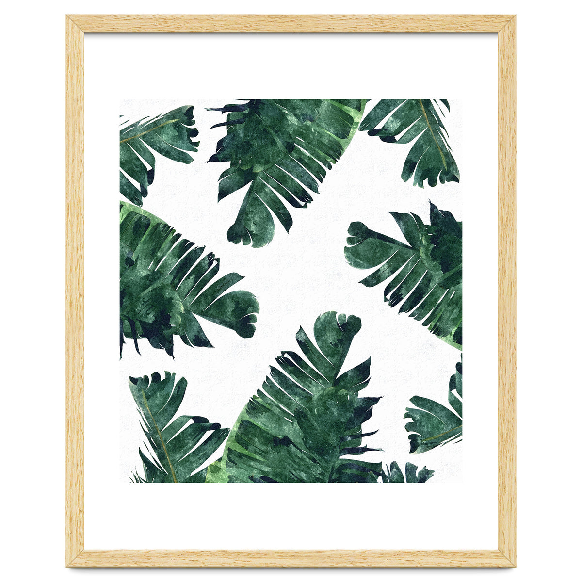 Banana Leaf Watercolor Painting, Tropical Nature Botanical Palm Illustration Bohemian Minimal Luxe