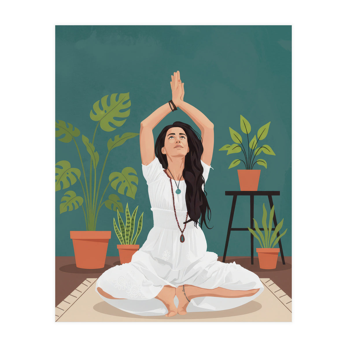 Serene Yoga Pose FitnessIllustration (Print Only)