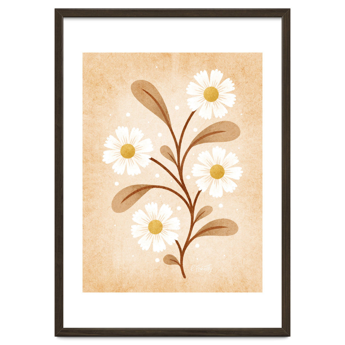 Vintage Beige Daisies