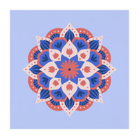 Mandala flower - blue and coral (Print Only)