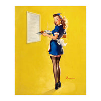 Pinup Sexy Waitress Looking Back (Print Only)
