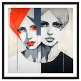 CHIC, Fashion in it's simplist form, two chic women head and shoulders portrait. thumbnail