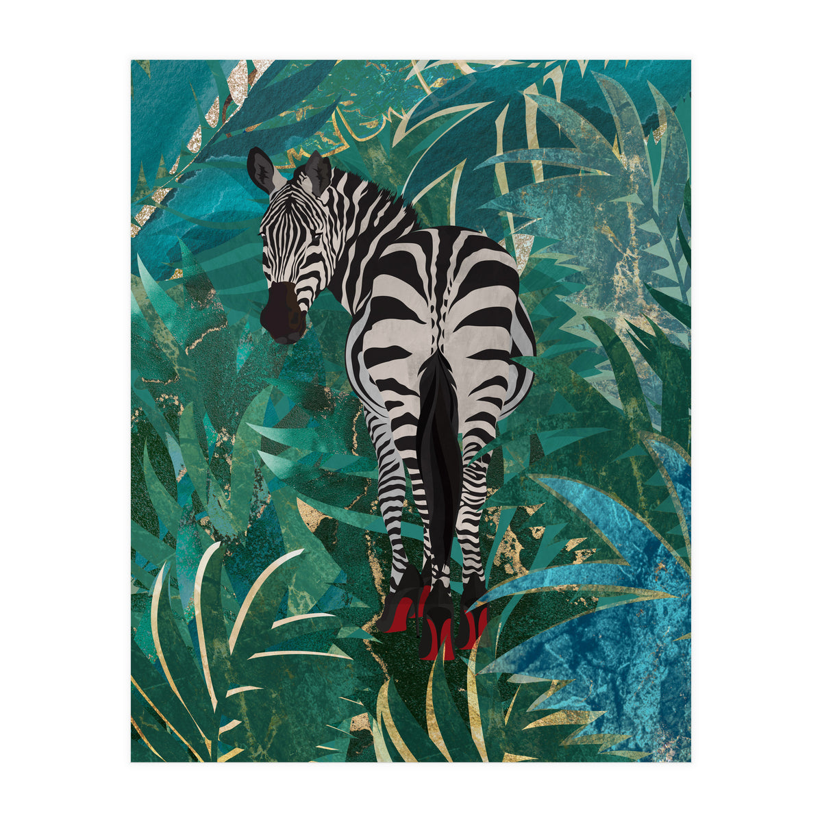 Zebra in the Jungle Heels  (Print Only)