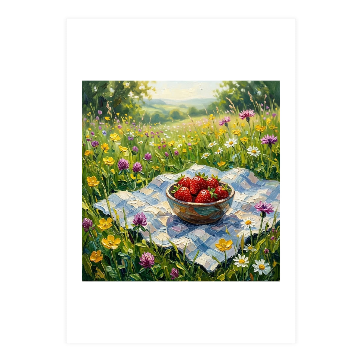 Summer Strawberries in the Meadow (Print Only)