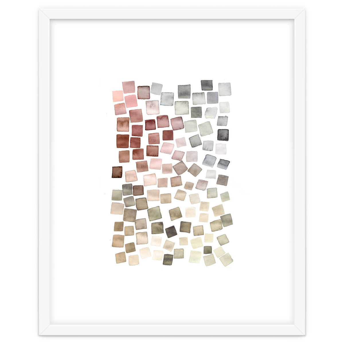 Watercolor Geometric Square Shapes Red