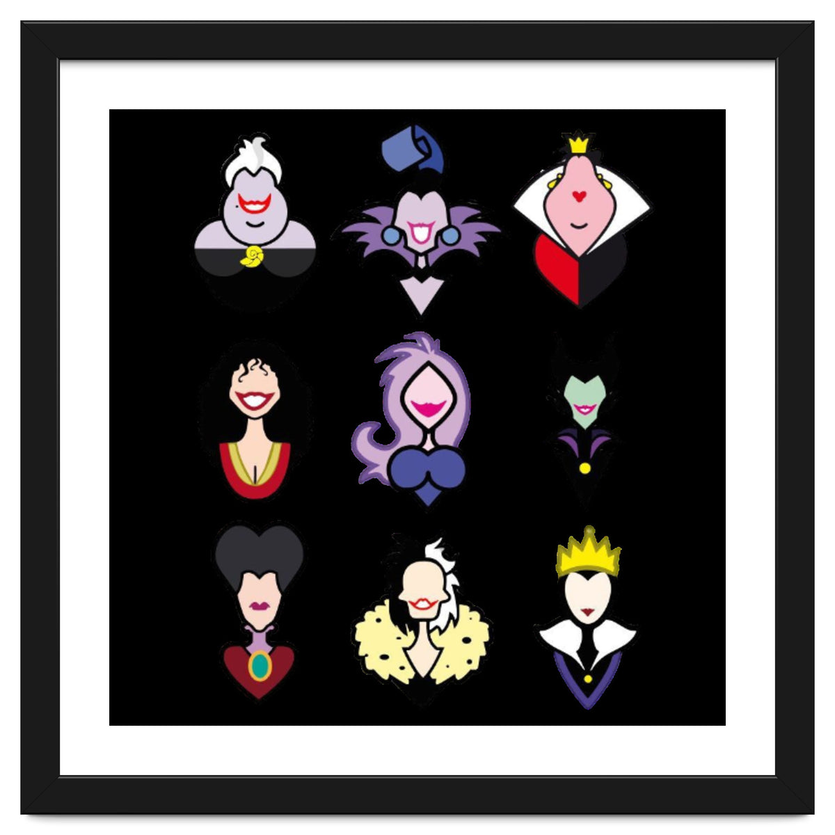 Disney Villains Cartoon Minimalist Faces