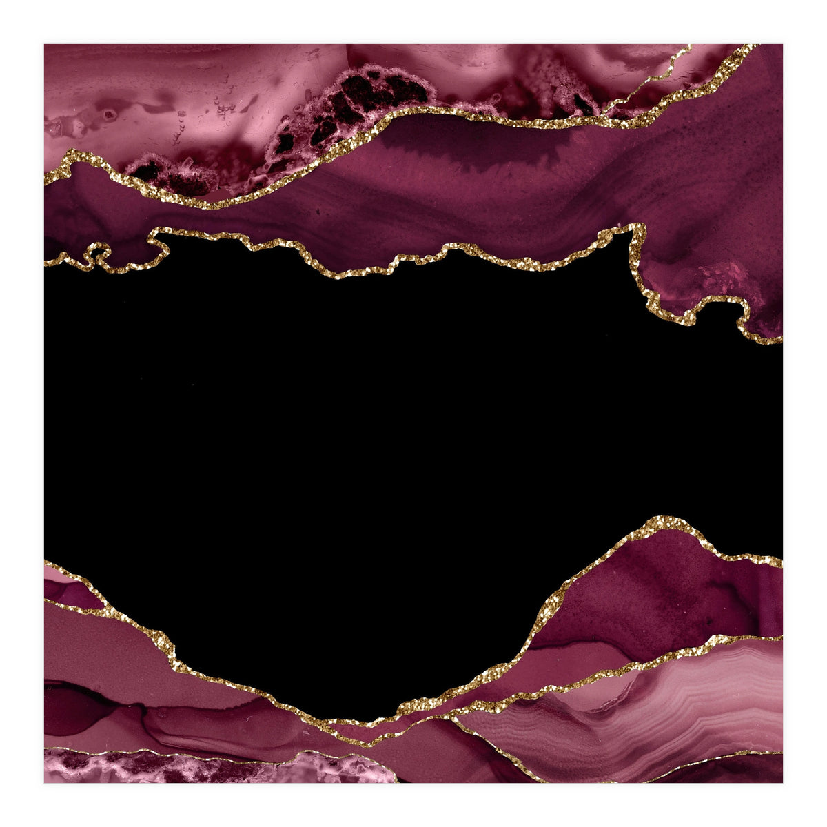 Burgundy & Gold Agate Texture 18  (Print Only)