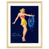 Pinup Girl Is Posing With A Steering Wheel thumbnail