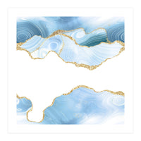 Blue & Gold Glitter Agate Texture 06  (Print Only)