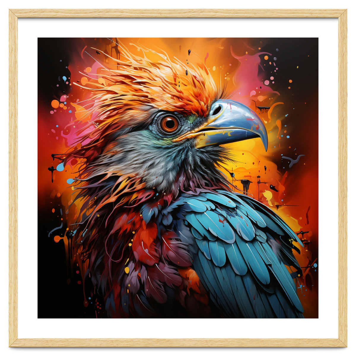 Vibrant Eagle Portrait Abstract Colorful Splatter Art
