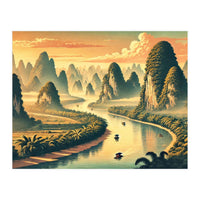 Vintage China, Guilin Karst Mountains Poster (Print Only)