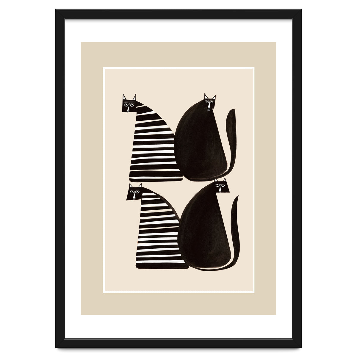 Minimalist Cats In Black And White