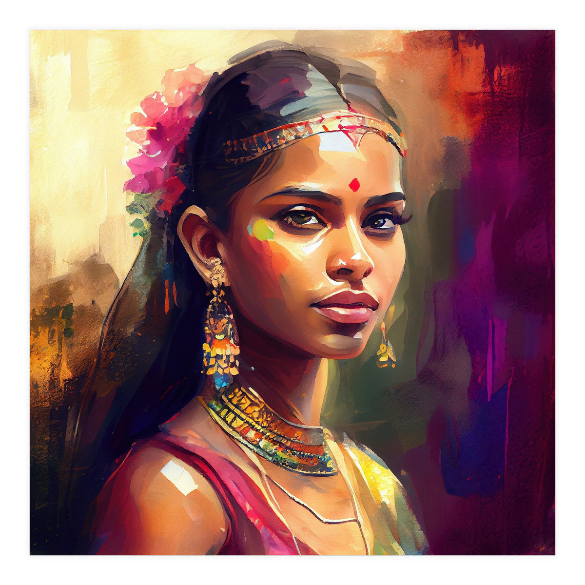 Golden Garland Sinhalese Portrait (Print Only)