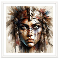 Regal Warrior Woman Watercolor Portrait
