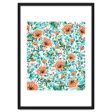 Tangerine Dreams, Orange & Mint Botanical Jungle Watercolor Painting, Colorful Plants Floral Summer thumbnail