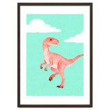Velociraptor Watercolor Art, Cute Dino Nursery Print, Whimsical Dinosaur Illustration thumbnail
