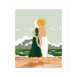 Celestial Union, Sun & Moon Love Couple, Ocean Sea Beach Landscape Nature, Summer Bohemian People (Print Only) thumbnail