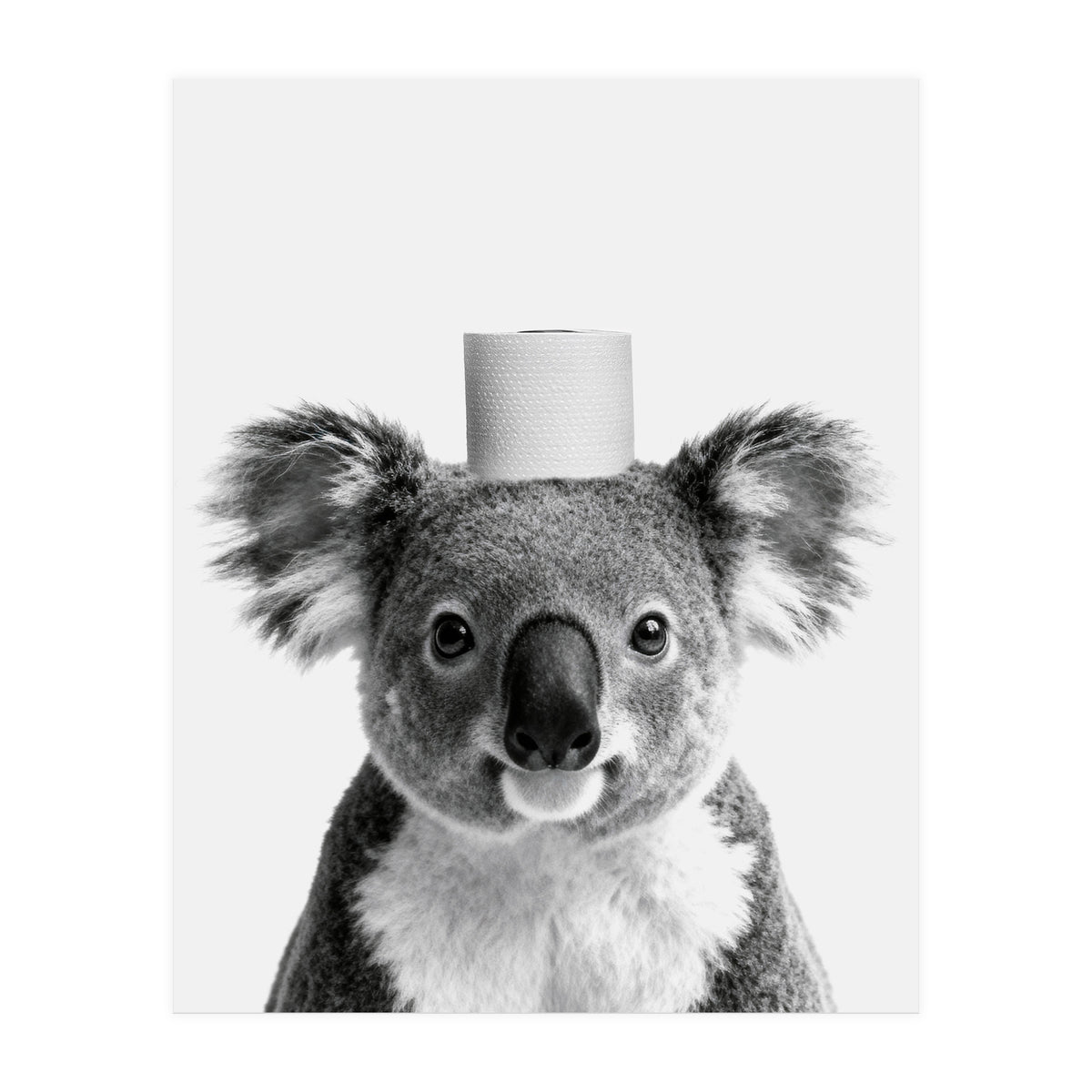 Koala, Toilet Paper Crown, Cute Animal Bathroom Art (Print Only)