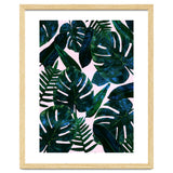 Tropical Nature Monstera Watercolor Painting, Botanical Jungle Dark Palm Illustration thumbnail