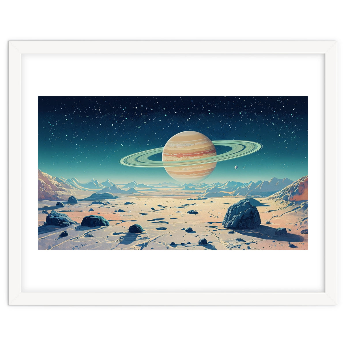 Alien Horizon: Saturn-Inspired Planetary Landscape
