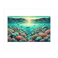 Vintage Australia, Great Barrier Reef Poster (Print Only)