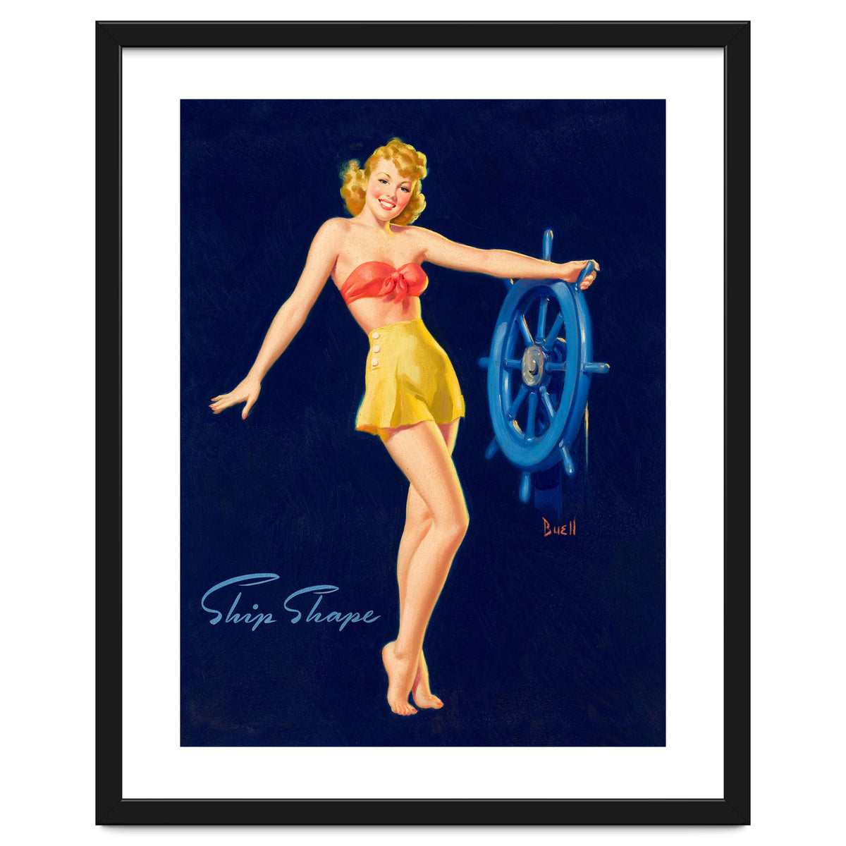 Pinup Girl Is Posing With A Steering Wheel