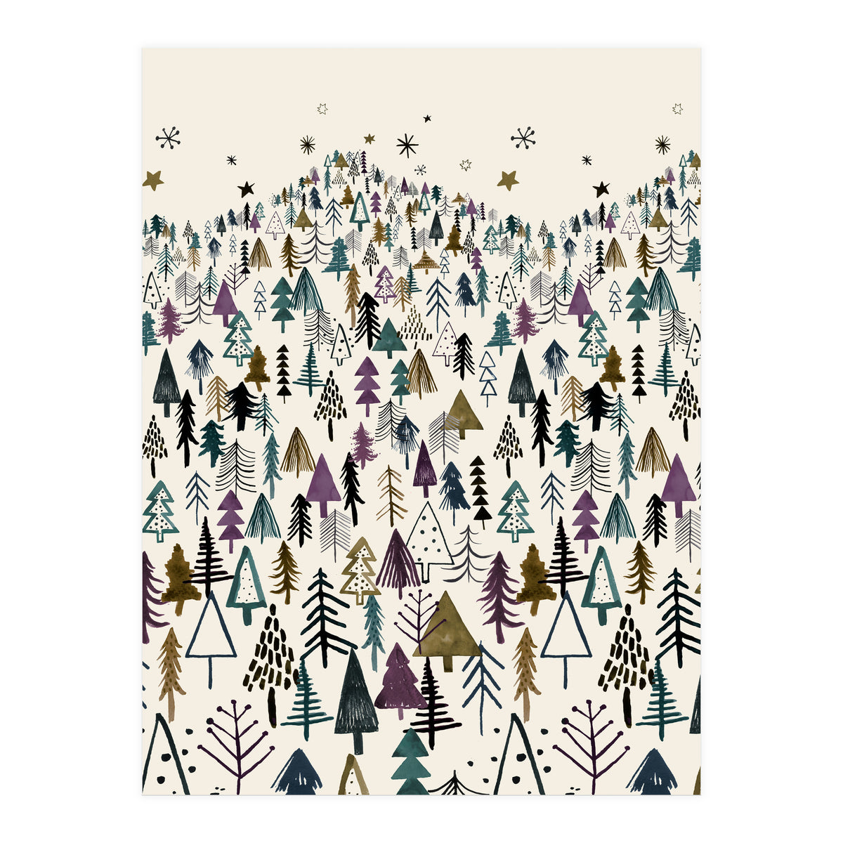 Mountain Forest Trees Winter (Print Only)