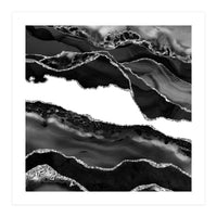 Black & Silver Agate Texture 06  (Print Only)