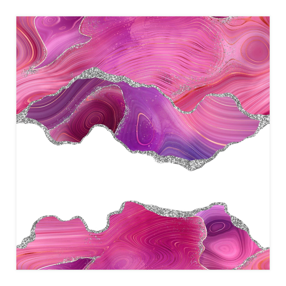 Magenta & Silver Agate Texture 07  (Print Only)