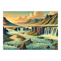Vintage Iceland, Landscape Poster (Print Only)