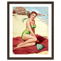 Smiling Pinup Sexy Girl On The Beach