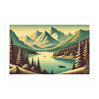 Vintage Alpine Lake Poster (Print Only)