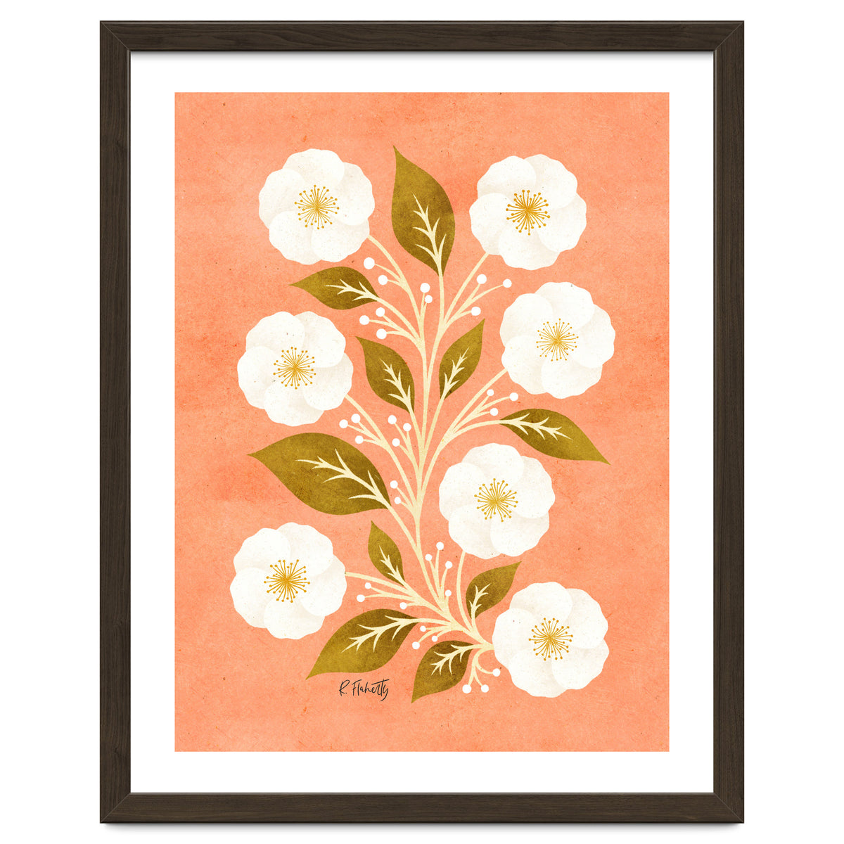 Peach, Ochre And Ivory Floral