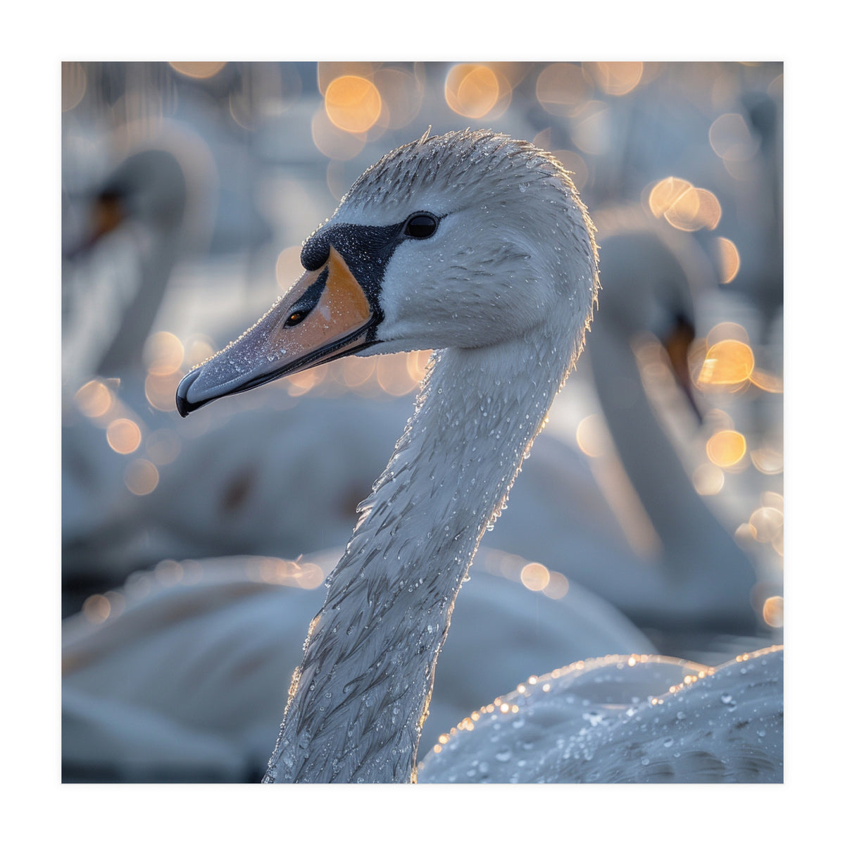Majestic Swan Close Up With Water Droplets (Print Only)