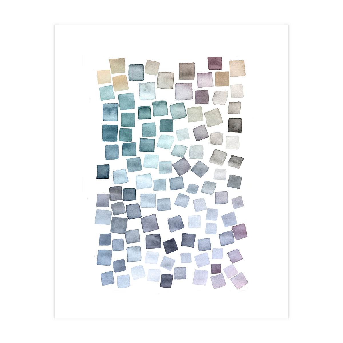 Watercolor Geometric Square Shapes Cozy (Print Only)