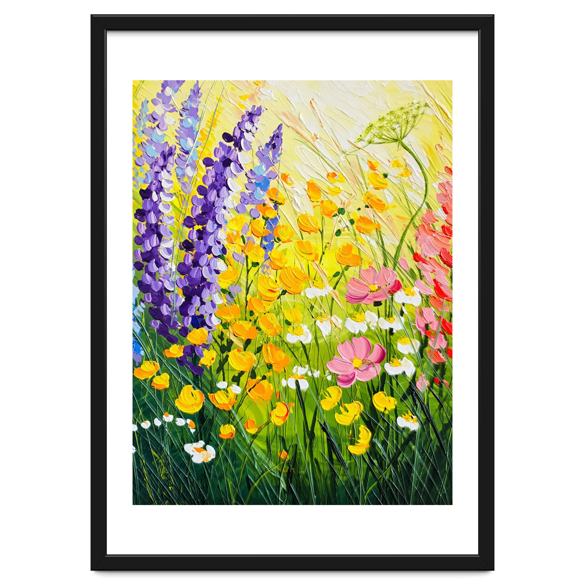 Sun-Drenched Wildflower Meadow Oil Painting