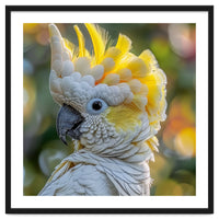 Yellow Crested Cockatoo Bird Close Up Portrait
