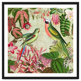 Exotic Lush Rainforest With Colorful Parrots And Flowers thumbnail