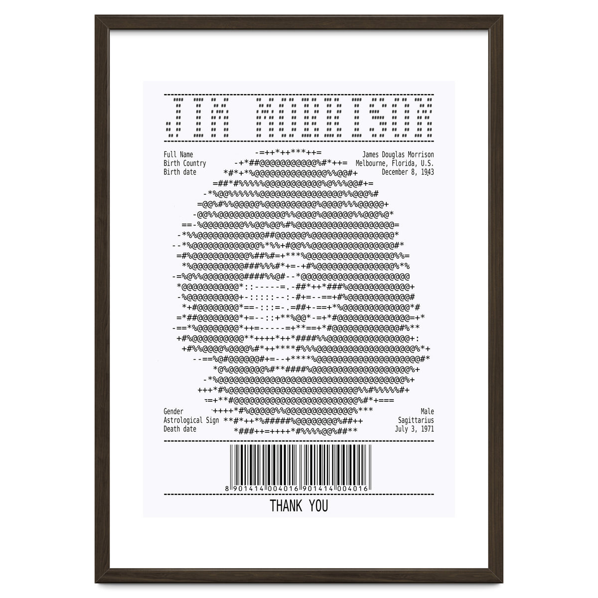 Receipt Art Jim Morrison