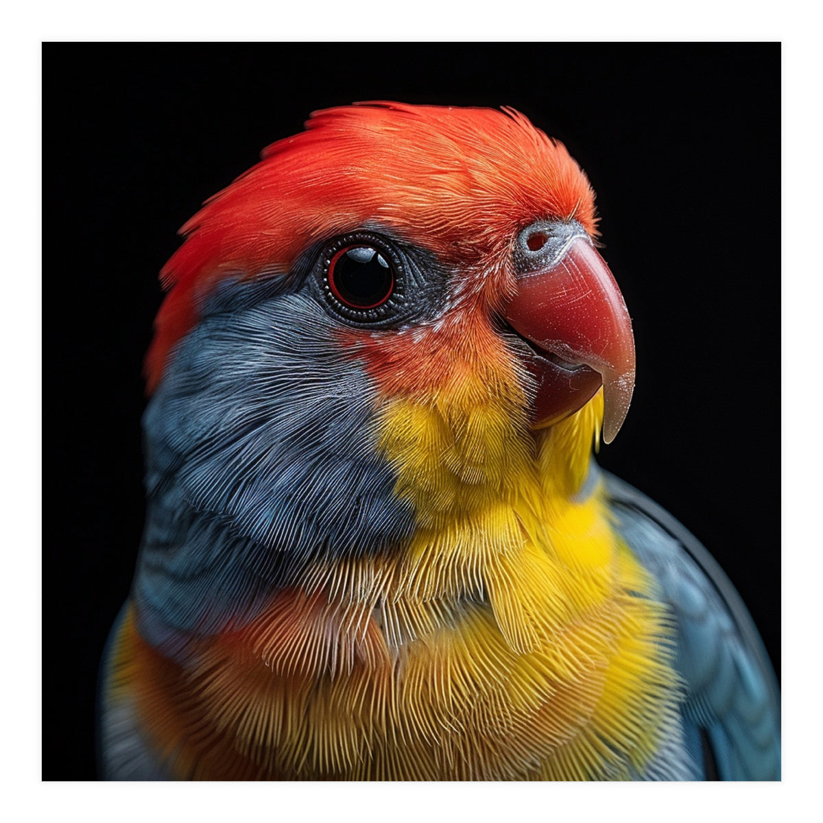 Close Up Colorful Parrot Portrait Vivid Plumage (Print Only)