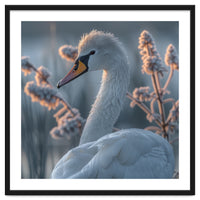 Swan Portrait Dew Drops Morning Light