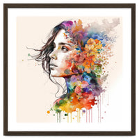 Quiet Muse In Watercolor Blooms