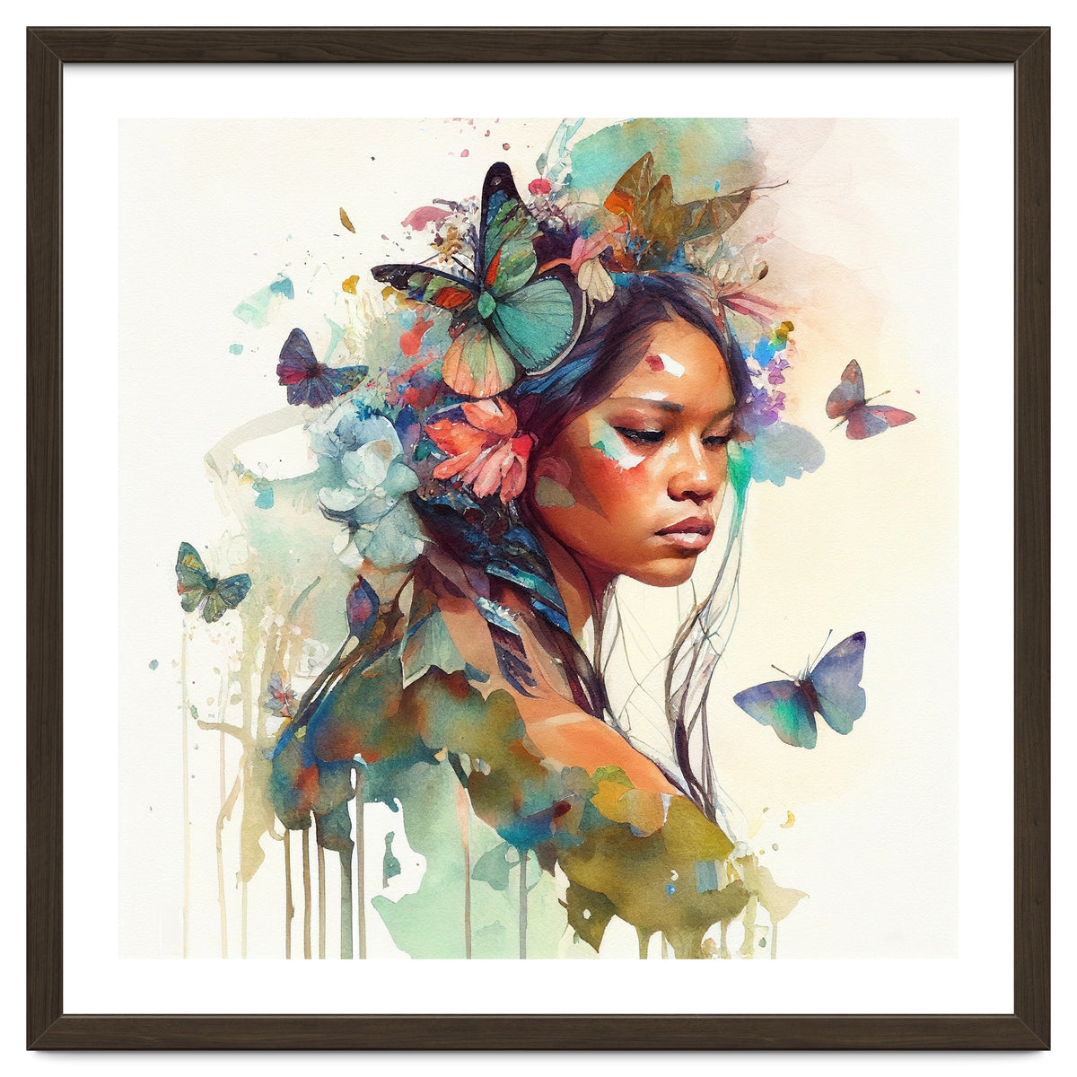 Floral Native Warrior Woman Butterfly Dance