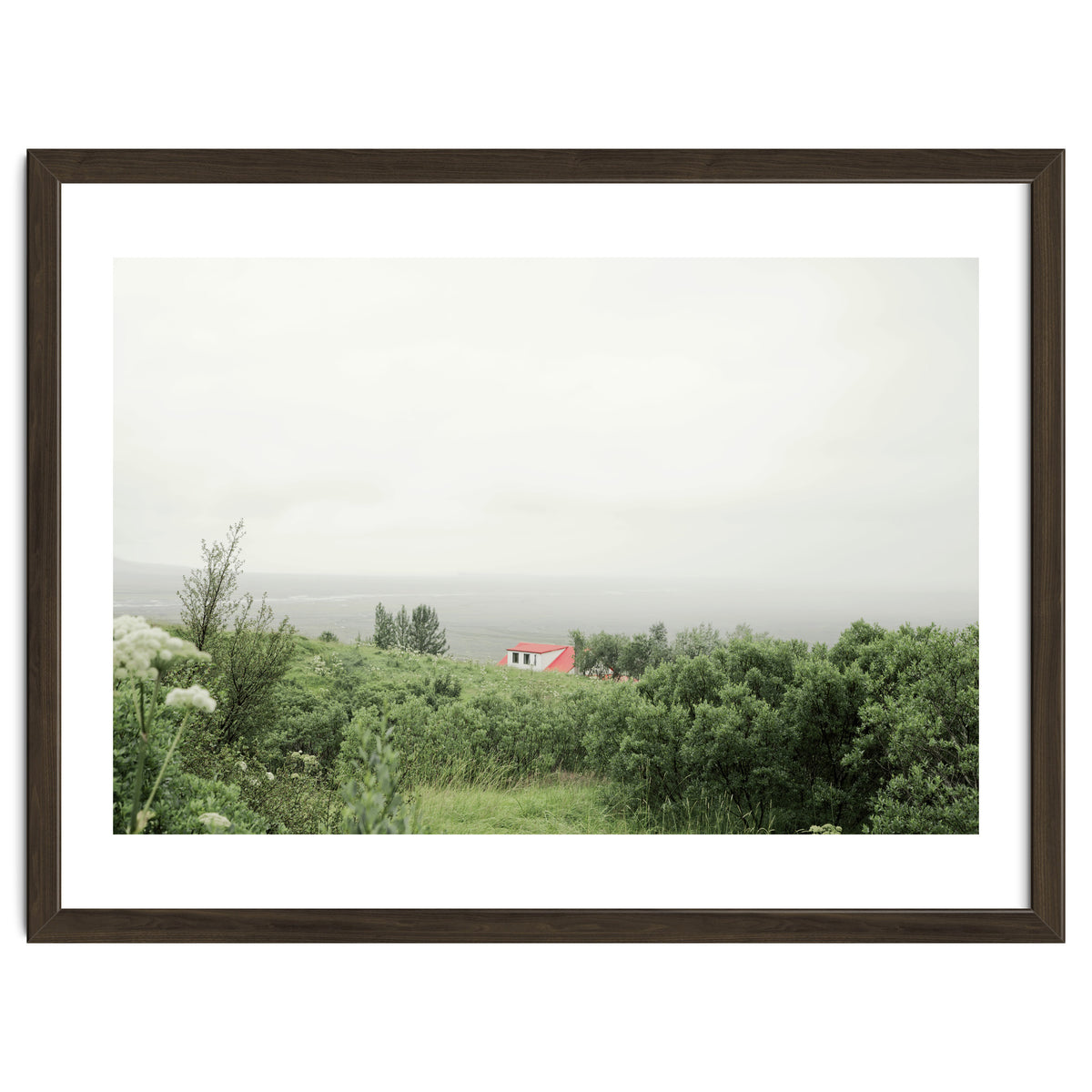 Red Roof house in between the summer green field - Iceland